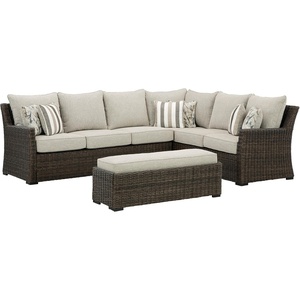 image:imageSignature Design by Ashley Wicker Patio Lounge Chair Brown Deck ArmchairSectional and Bench