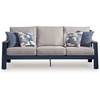 image:imageSignature Design by Ashley 1Piece Outdoor Bar Table with Fire Pit BlueOutdoor Sofa with Cushion