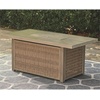 image:imageSignature Design by Ashley Beachcroft Casual Weather and Rust Resistant BatteryOperated Outdoor Fire Pit Table with Adjustable Flame Control and Protective Cover Black amp Light GrayBeige