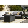 image:imageSignature Design by Ashley Beachcroft Casual Weather and Rust Resistant BatteryOperated Outdoor Fire Pit Table with Adjustable Flame Control and Protective Cover Black amp Light GrayBlack
