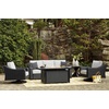 image:imageSignature Design by Ashley Beachcroft Casual Weather and Rust Resistant BatteryOperated Outdoor Fire Pit Table with Adjustable Flame Control and Protective Cover Black amp Light GrayBlack