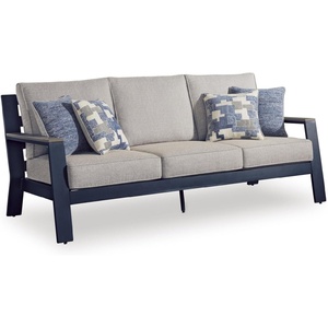 image:imageSignature Design by Ashley 1Piece Outdoor Bar Table with Fire Pit BlueOutdoor Sofa with Cushion