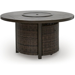 image:imageSignature Design by Ashley Outdoor Fire Pit Table Round Wicker Propane