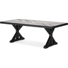 image:imageSignature Design by Ashley Beachcroft Outdoor Dining Table RustResistant Farmhouse Design with Porcelain Tabletop and Umbrella Hole for Patio Entertaining BlackLight Gray 84InchBlack