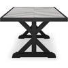 image:imageSignature Design by Ashley Beachcroft Outdoor Dining Table RustResistant Farmhouse Design with Porcelain Tabletop and Umbrella Hole for Patio Entertaining BlackLight Gray 84InchBlack
