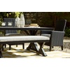 image:imageSignature Design by Ashley Beachcroft Outdoor Dining Table RustResistant Farmhouse Design with Porcelain Tabletop and Umbrella Hole for Patio Entertaining BlackLight Gray 84InchBlack