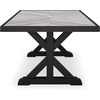image:imageSignature Design by Ashley Beachcroft Outdoor Dining Table RustResistant Farmhouse Design with Porcelain Tabletop and Umbrella Hole for Patio Entertaining BlackLight Gray 84InchBlack