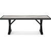 image:imageSignature Design by Ashley Beachcroft Outdoor Dining Table RustResistant Farmhouse Design with Porcelain Tabletop and Umbrella Hole for Patio Entertaining BlackLight Gray 84InchBlack