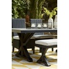 image:imageSignature Design by Ashley Beachcroft Outdoor Dining Table RustResistant Farmhouse Design with Porcelain Tabletop and Umbrella Hole for Patio Entertaining BlackLight Gray 84InchBlack