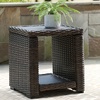 image:imageSignature Design by Ashley Grasson Lane Outdoor Wicker Cocktail Table with Aluminum Frame BrownEnd Table