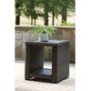 image:imageSignature Design by Ashley Grasson Lane Outdoor Wicker Cocktail Table with Aluminum Frame BrownEnd Table