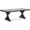 image:imageSignature Design by Ashley Beachcroft Outdoor Dining Table RustResistant Farmhouse Design with Porcelain Tabletop and Umbrella Hole for Patio Entertaining BlackLight Gray 84InchBlack