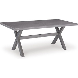 image:imageSignature Design by Ashley Dillon Beach Outdoor Dining Table AllWeather Aluminum for Patio Backyard and Garden Gatherings Rectangular Design Gray 71 Inch