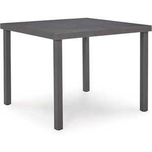 image:imageSignature Design by Ashley Point Bonita Outdoor Dining Table WeatherReady Aluminum With Umbrella Hole 38 Square Patio Or Porch Dining Gray Finish Easy Assembly