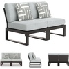 image:imageSignature Design by Ashley Beachloft Casual Square Outdoor Ottoman Cushion With Nuvella Cleanable Performance Fabric Light Gray amp Black 28 W x 28 D x 19 H2Piece Outdoor Sectional