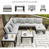image:imageSignature Design by Ashley Beachloft Casual Square Outdoor Ottoman Cushion With Nuvella Cleanable Performance Fabric Light Gray amp Black 28 W x 28 D x 19 H4Piece Outdoor Sectional
