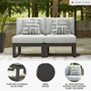 image:imageSignature Design by Ashley Beachloft Casual Square Outdoor Ottoman Cushion With Nuvella Cleanable Performance Fabric Light Gray amp Black 28 W x 28 D x 19 H2Piece Outdoor Sectional