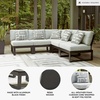 image:imageSignature Design by Ashley Beachloft Casual Square Outdoor Ottoman Cushion With Nuvella Cleanable Performance Fabric Light Gray amp Black 28 W x 28 D x 19 H5Piece Outdoor Sectional