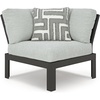 image:imageSignature Design by Ashley Beachloft Casual Square Outdoor Ottoman Cushion With Nuvella Cleanable Performance Fabric Light Gray amp Black 28 W x 28 D x 19 H4Piece Outdoor Sectional
