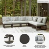 image:imageSignature Design by Ashley Beachloft Casual Square Outdoor Ottoman Cushion With Nuvella Cleanable Performance Fabric Light Gray amp Black 28 W x 28 D x 19 H6Piece Outdoor Sectional