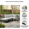 image:imageSignature Design by Ashley Beachloft Casual Square Outdoor Ottoman Cushion With Nuvella Cleanable Performance Fabric Light Gray amp Black 28 W x 28 D x 19 H4Piece Outdoor Sectional