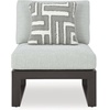 image:imageSignature Design by Ashley Beachloft Casual Square Outdoor Ottoman Cushion With Nuvella Cleanable Performance Fabric Light Gray amp Black 28 W x 28 D x 19 H2Piece Outdoor Sectional