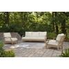 image:imageSignature Design by Ashley Carter Hall Outdoor Sofa UVResistant Nuvella Fabric Eucalyptus Wood Frame Patio Seating BeigeLinen