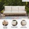 image:imageSignature Design by Ashley Carter Hall Outdoor Sofa UVResistant Nuvella Fabric Eucalyptus Wood Frame Patio Seating BeigeLinen