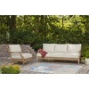 image:imageSignature Design by Ashley Carter Hall Outdoor Sofa UVResistant Nuvella Fabric Eucalyptus Wood Frame Patio Seating BeigeLinen