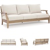 image:imageSignature Design by Ashley Carter Hall Outdoor Sofa UVResistant Nuvella Fabric Eucalyptus Wood Frame Patio Seating BeigeLinen