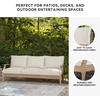 image:imageSignature Design by Ashley Carter Hall Outdoor Sofa UVResistant Nuvella Fabric Eucalyptus Wood Frame Patio Seating BeigeLinen