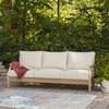 image:imageSignature Design by Ashley Carter Hall Outdoor Sofa UVResistant Nuvella Fabric Eucalyptus Wood Frame Patio Seating BeigeLinen