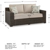 image:imageSignature Design by Ashley Coastline Bay Outdoor Loveseat RustFree Aluminum Frame with Nuvella Cushions and Handwoven AllWeather Resin Wicker Deep Seating 2 Person Patio Sofa Brown and BeigeOutdoor Loveseat with Cushion