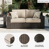 image:imageSignature Design by Ashley Coastline Bay Outdoor Loveseat RustFree Aluminum Frame with Nuvella Cushions and Handwoven AllWeather Resin Wicker Deep Seating 2 Person Patio Sofa Brown and BeigeOutdoor Loveseat with Cushion