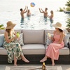 image:imageSignature Design by Ashley Coastline Bay Outdoor Loveseat RustFree Aluminum Frame with Nuvella Cushions and Handwoven AllWeather Resin Wicker Deep Seating 2 Person Patio Sofa Brown and BeigeOutdoor Sofa with Cushion