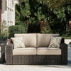 image:imageSignature Design by Ashley Coastline Bay Outdoor Loveseat RustFree Aluminum Frame with Nuvella Cushions and Handwoven AllWeather Resin Wicker Deep Seating 2 Person Patio Sofa Brown and BeigeOutdoor Loveseat with Cushion