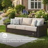 image:imageSignature Design by Ashley Coastline Bay Outdoor Loveseat RustFree Aluminum Frame with Nuvella Cushions and Handwoven AllWeather Resin Wicker Deep Seating 2 Person Patio Sofa Brown and BeigeOutdoor Sofa with Cushion