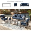 image:imageSignature Design by Ashley Gali Casual Nuvella Weather Resistant Fabric Outdoor SofaChairsTable Set with Cushion and Throw Pillows Set of 4 Blue amp Light Gray