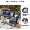 image:imageSignature Design by Ashley Gali Casual Nuvella Weather Resistant Fabric Outdoor SofaChairsTable Set with Cushion and Throw Pillows Set of 4 Blue amp Light Gray