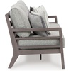 image:imageSignature Design by Ashley Hillside Barn Outdoor Loveseat with Cushion Heavy Duty Wind Resistant Resin Polymer and Nuvella Fabric Porch Couch for Patio and Sunroom GrayBrown 55 WDark Brown