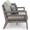image:imageSignature Design by Ashley Hillside Barn Outdoor Loveseat with Cushion Heavy Duty Wind Resistant Resin Polymer and Nuvella Fabric Porch Couch for Patio and Sunroom GrayBrown 55 WDark Brown