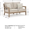 image:imageSignature Design by Ashley Hillside Barn Outdoor Loveseat with Cushion Heavy Duty Wind Resistant Resin Polymer and Nuvella Fabric Porch Couch for Patio and Sunroom GrayBrown 55 WLight Brown