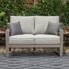 image:imageSignature Design by Ashley Hillside Barn Outdoor Loveseat with Cushion Heavy Duty Wind Resistant Resin Polymer and Nuvella Fabric Porch Couch for Patio and Sunroom GrayBrown 55 WDark Brown