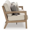 image:imageSignature Design by Ashley Hillside Barn Outdoor Loveseat with Cushion Heavy Duty Wind Resistant Resin Polymer and Nuvella Fabric Porch Couch for Patio and Sunroom GrayBrown 55 WBeige