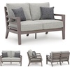 image:imageSignature Design by Ashley Hillside Barn Outdoor Loveseat with Cushion Heavy Duty Wind Resistant Resin Polymer and Nuvella Fabric Porch Couch for Patio and Sunroom GrayBrown 55 WDark Brown