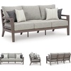 image:imageSignature Design by Ashley Hillside Barn Outdoor Loveseat with Cushion Heavy Duty Wind Resistant Resin Polymer and Nuvella Fabric Porch Couch for Patio and Sunroom GrayBrown 55 WDark Brown