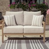 image:imageSignature Design by Ashley Hillside Barn Outdoor Loveseat with Cushion Heavy Duty Wind Resistant Resin Polymer and Nuvella Fabric Porch Couch for Patio and Sunroom GrayBrown 55 WLight Brown