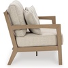 image:imageSignature Design by Ashley Hillside Barn Outdoor Loveseat with Cushion Heavy Duty Wind Resistant Resin Polymer and Nuvella Fabric Porch Couch for Patio and Sunroom GrayBrown 55 WLight Brown