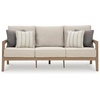 image:imageSignature Design by Ashley Hillside Barn Outdoor Loveseat with Cushion Heavy Duty Wind Resistant Resin Polymer and Nuvella Fabric Porch Couch for Patio and Sunroom GrayBrown 55 WBeige