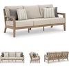 image:imageSignature Design by Ashley Hillside Barn Outdoor Loveseat with Cushion Heavy Duty Wind Resistant Resin Polymer and Nuvella Fabric Porch Couch for Patio and Sunroom GrayBrown 55 WBeige